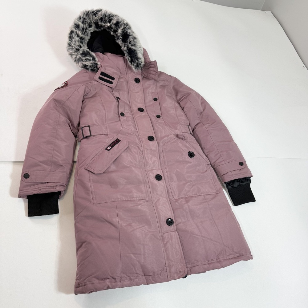 Canada Weathergear Coat Womens Small Pink Hooded Faux Fur Trim Puffer Parka